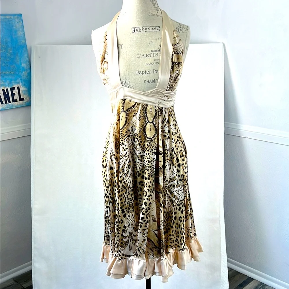 Roberto Cavalli Vintage Like New 100% Silk Leopard Print Wrap dress Sz.38 XS /S - Picture 12 of 13